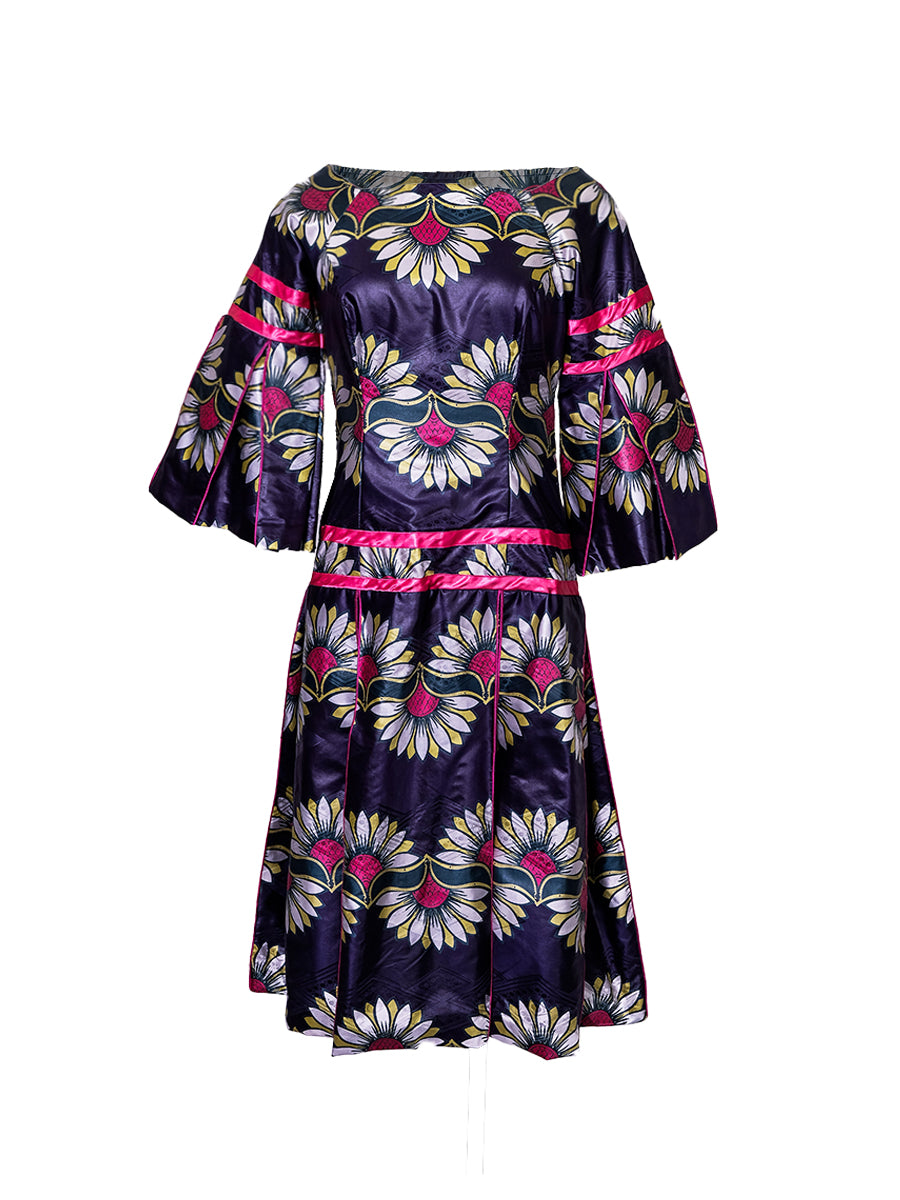 Floral Statement Sleeve Midi Dress - Wasulu London