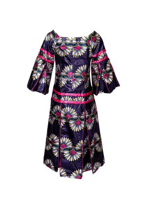 Floral Statement Sleeve Midi Dress - Wasulu London