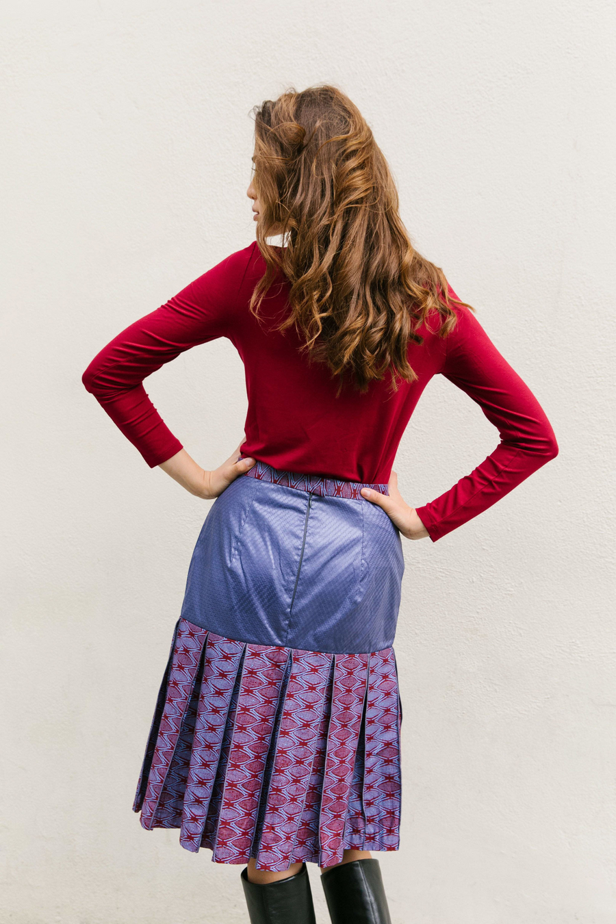 Two-tone Cotton Fringe Midi Skirt - Wasulu London